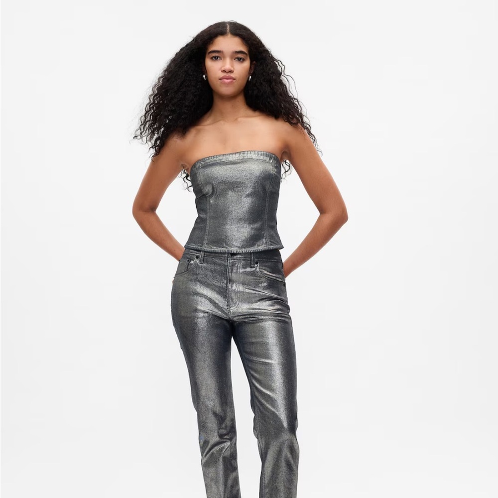 NWT Metallic Gunmetal Sparkle Jeans!